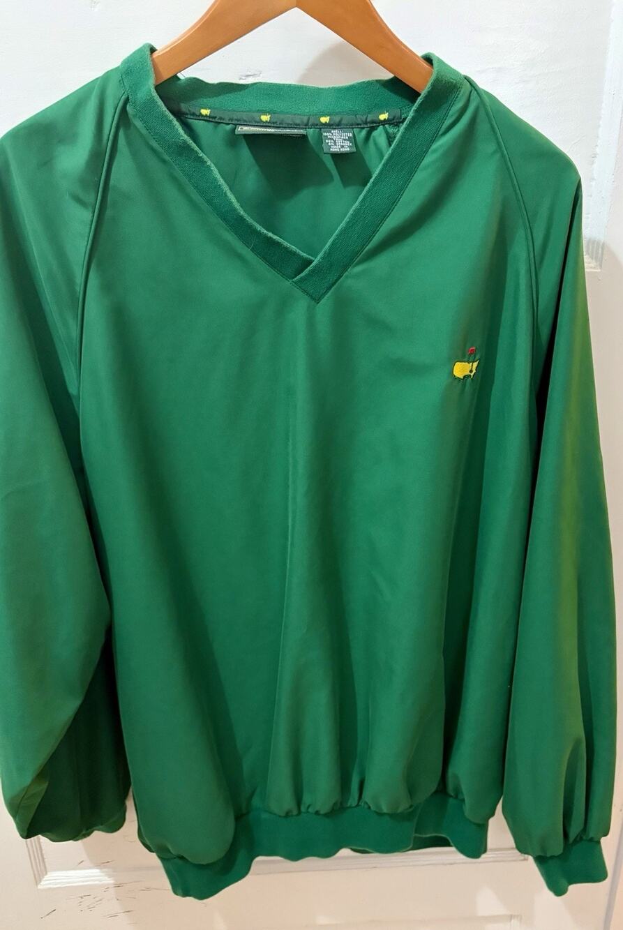 Masters Tech Jacket Men XL Green Golf Performance Augusta Windbreaker Pullover